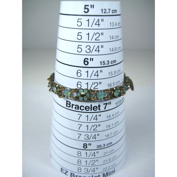 Michal Negrin Bronze Chain Bracelet Flower Swarovski AB Crystals Victorian Reviv - Picture 8 of 8